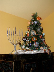 Menorah and Hanukkah Tree